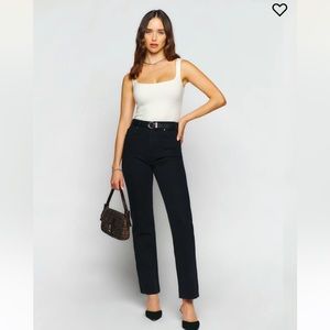 Reformation Black Straight Leg Jeans